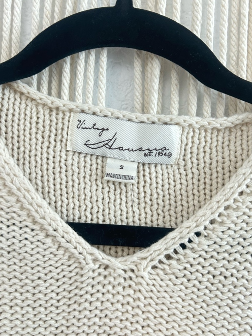 Vintage Havana Cream 'Island Escape' Knit Sweater with Pink embroidered Script - Picture 3 of 7